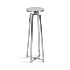 Zia 9.00 in. Silver Round Metal End Table