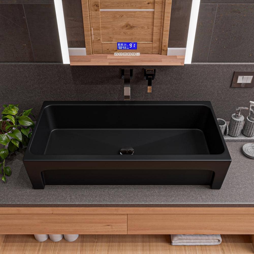 Matte Black Ceramic 36'' Trough Bathroom Sink