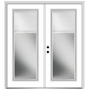 72 in. x 80 in. Internal Blinds Right-Hand Inswing Full Lite Clear Glass Painted Fiberglass Smooth Prehung Front Door