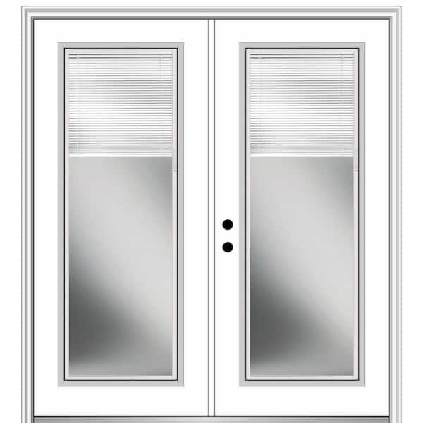 MMI Door 72 in. x 80 in. Internal Blinds Right-Hand Inswing Full Lite Clear Glass Painted Steel Prehung Front Door