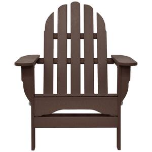Icon Chocolate Recycled Plastic Folding Adirondack Chair with Side Table (2-Pack)