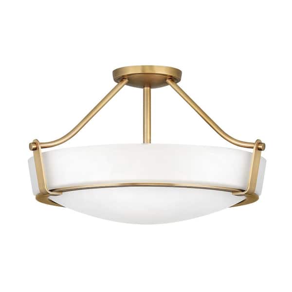 Hathaway 20.75 In. 4-Light Heritage Brass Semi-Flush Mount