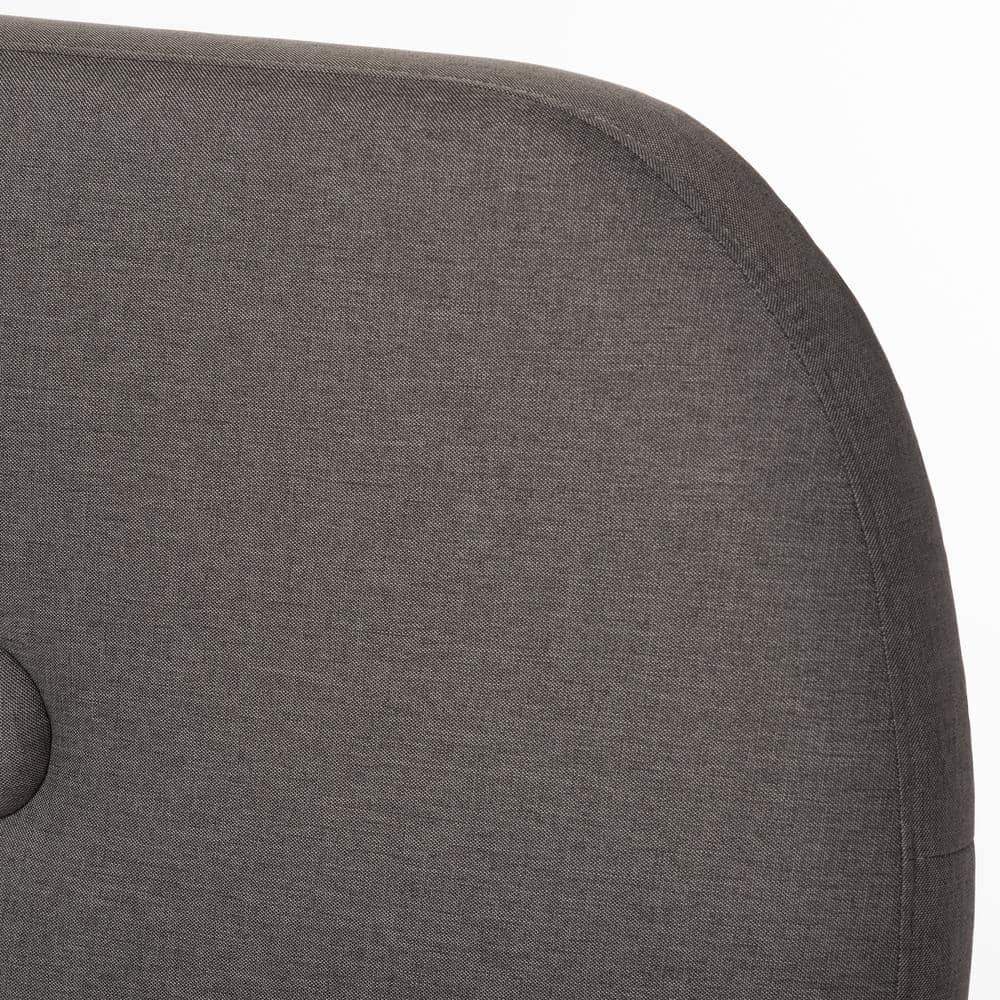 Penelope King-Size Walnut Wood Frame with Grey Tufted Upholstery Bed