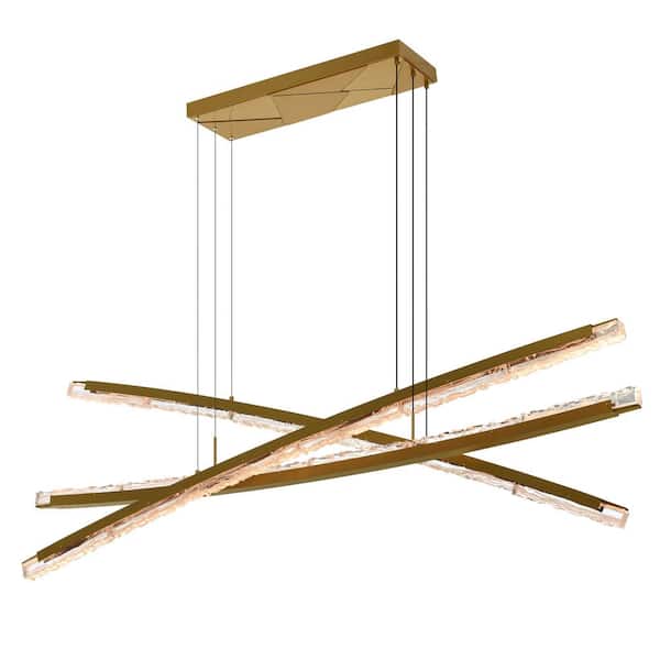 CWI Lighting Saber 3-Light Integrated LED Brass Chandelier