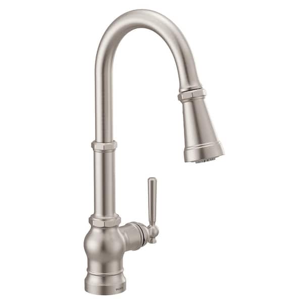 MOEN Paterson Single Handle Bar Faucet with Pull-Down Sprayer and Power Boost in Spot Resist Stainless Steel
