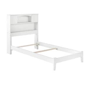 Newport White Solid Wood Twin Traditional Panel Bed with Open Footboard and Attachable Turbo Device Charger