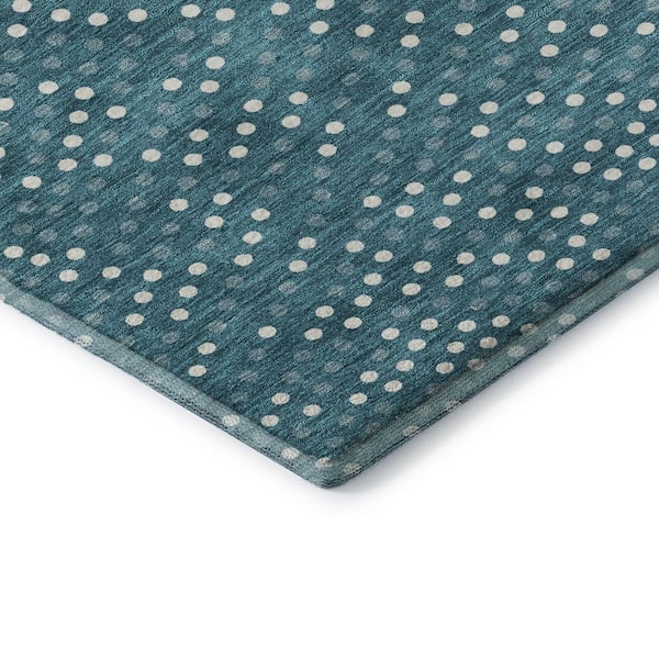Mayfield Premium Machine Washable Abstract AMF1021 Teal 3 ft. x 4 ft. Area Rug