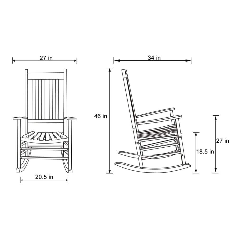 Blue Hardwood High Back Porch Rocking Chair