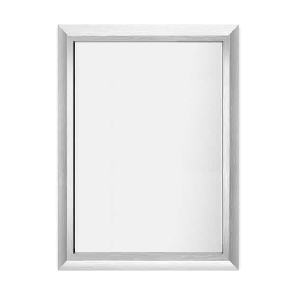 22 in. W x 30 in. H Rectangular Aluminum Alloy Framed and Tempered Glass Wall Bathroom Vanity Mirror in Brushed Silver