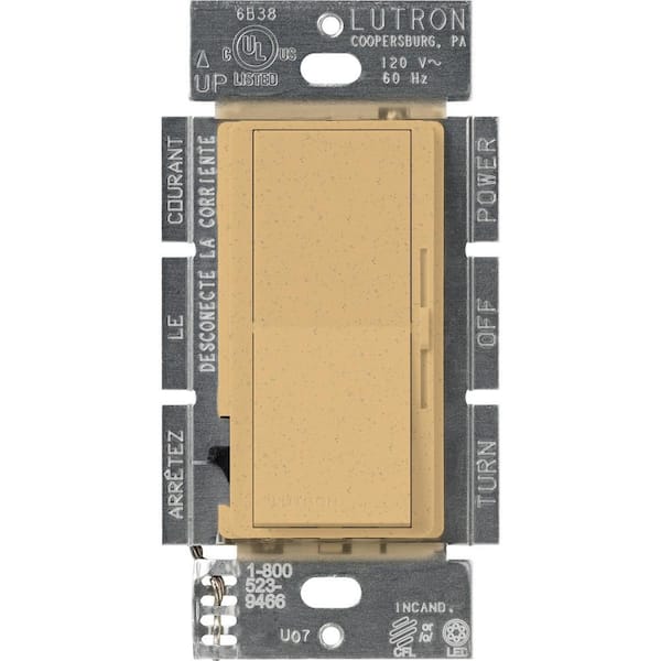 Lutron Diva LED+ Dimmer Switch for Dimmable LED Bulbs, 250-Watt/Single-Pole or 3-Way, Goldstone (DVSCCL-253P-GS)