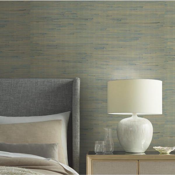Jute Gold And Blue Metallic Wallpaper