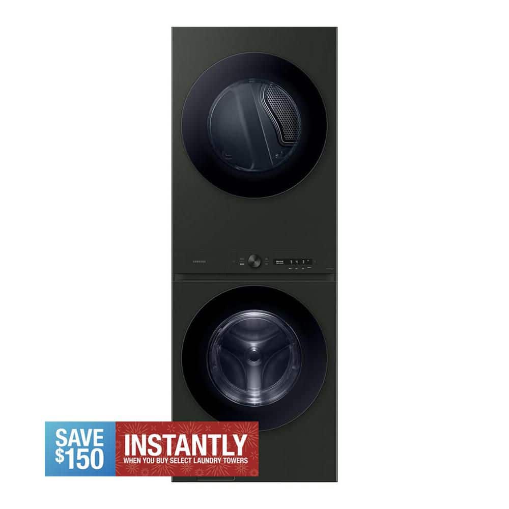 Bespoke 5.3 cu. ft. Ultra Capacity Single Unit AI Laundry Hub Washer and 7.6 cu. ft. Electric Dryer in Satin Green