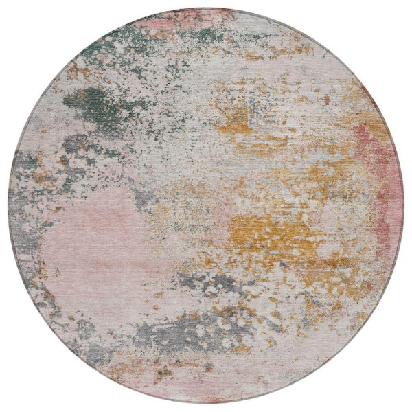 Chantille Machine Washable Indoor/Outdoor Abstract ACN2070 Pink 8 ft. x 8 ft. Area Rug