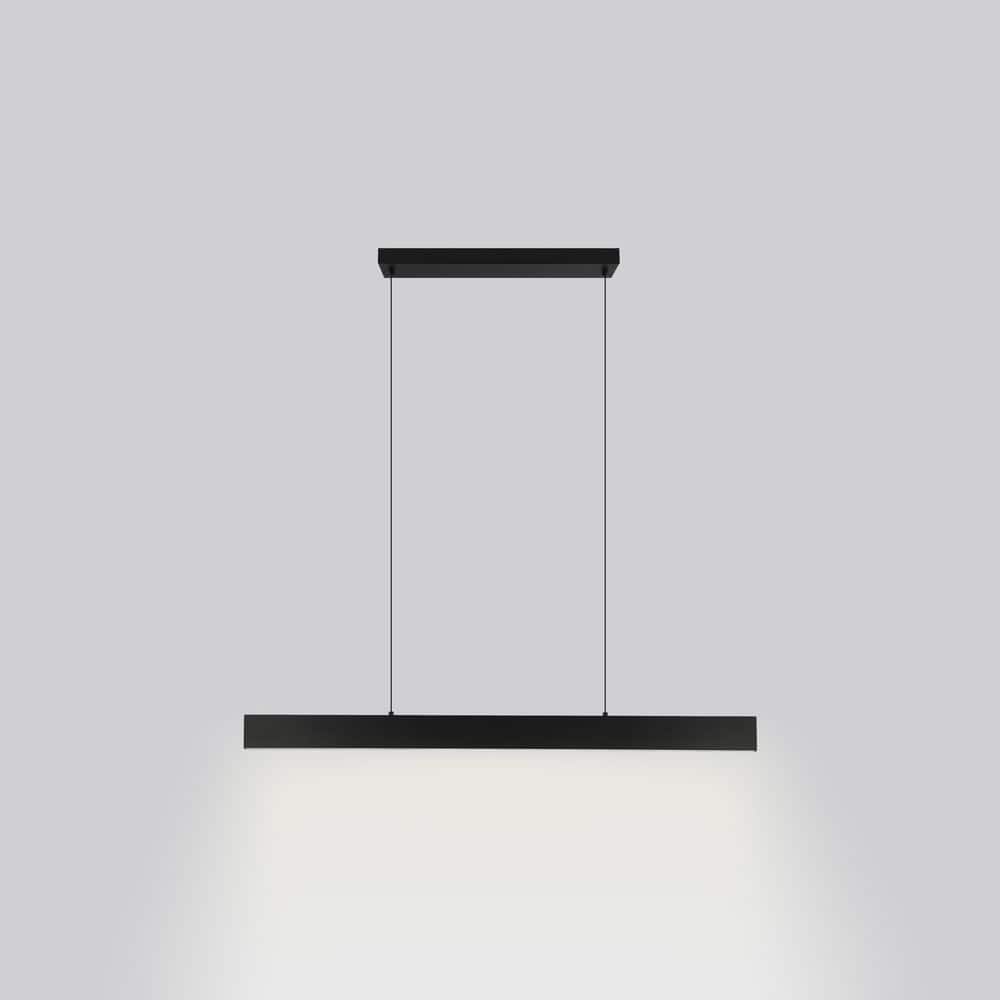 Sleek 46.5" Matte Black Aluminum LED Linear Pendant