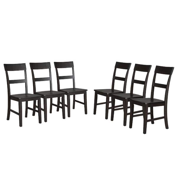 URTR Espresso 6-Piece Chairs for Dinning Room, Industrial Wooden Dining Chairs, Side Chairs with Ergonomic Design(Set of 6)