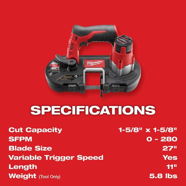 Milwaukee - M12 12V Lithium-Ion Cordless Sub-Compact Band Saw XC Kit with One 3.0h Battery, Charger and Hard Case