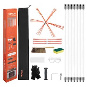 Chimney Sweep Kit, 23 ft. Extendable Brush, Replacement Bristles Included Fireplace Tool Set