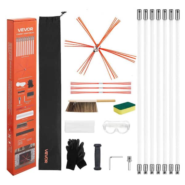 Chimney Sweep Kit, 23 ft. Maximum Extendable Length Chimney Brush, Chimneys Cleaning Kit with Bristle Replacements