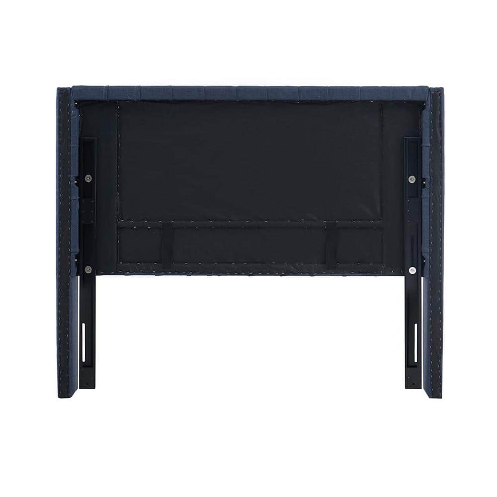 Navy Queen Upholstered Tufted Headboard with Metal Legs