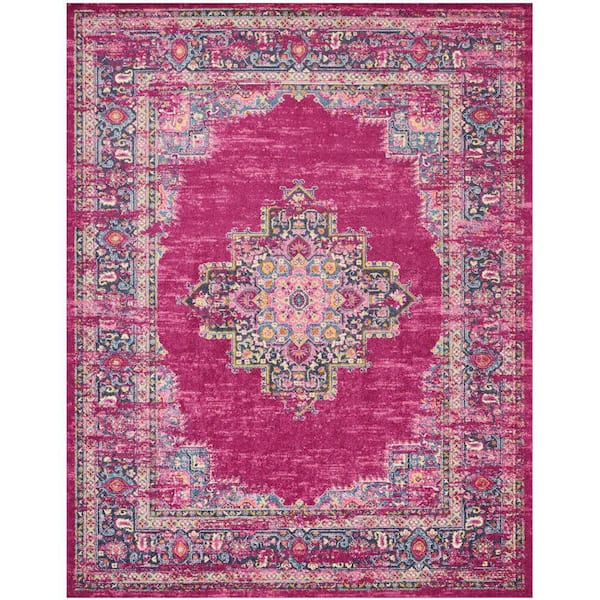 Passion Fuchsia 8 ft. x 10 ft. Persian Vintage Area Rug