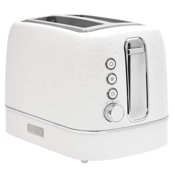 HADEN Starbeck 860-Watt 2 Slice Toaster Wide Slot Bright White with Removable Crumb Tray, Variable Browning Control Settings