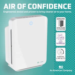 Hi-Performance Air Purifier with HEPA Filter and UV Sanitizer for Large Rooms up to 365 sq.ft.