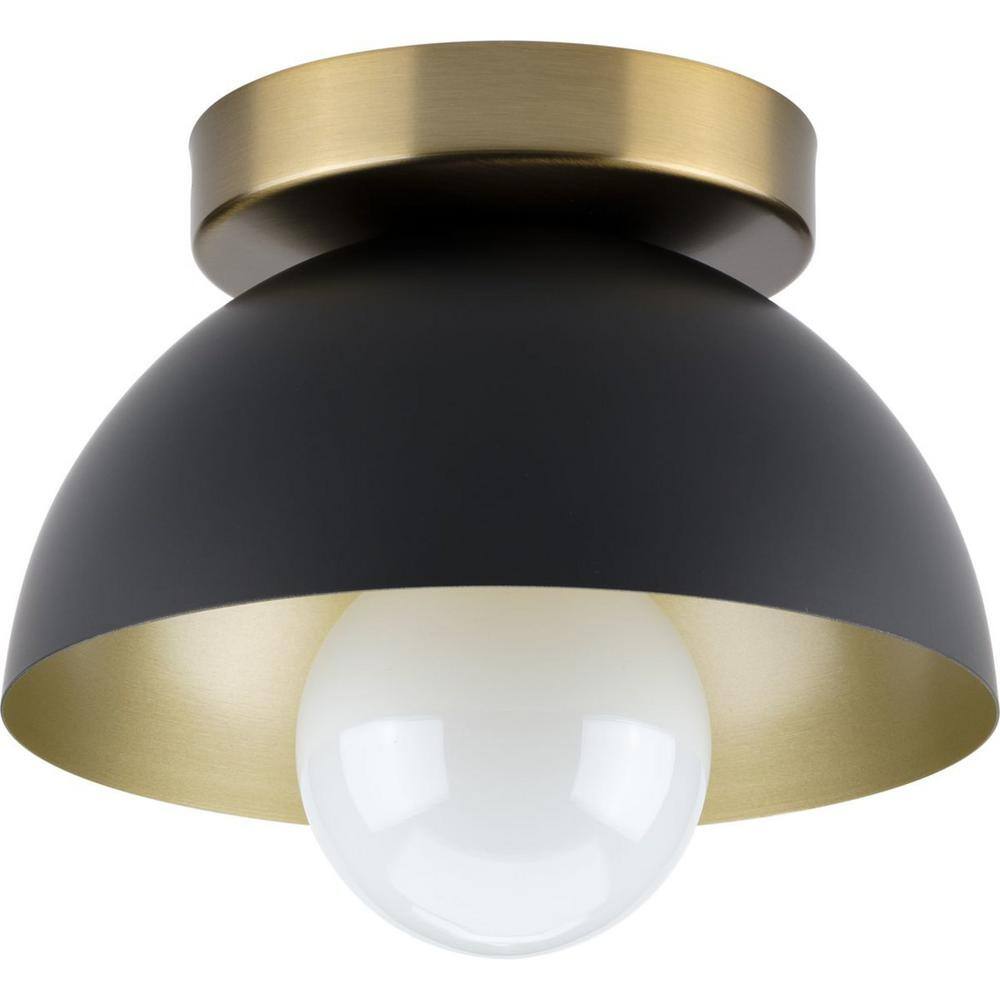 Eva Matte Black and Gold Mid-Century Modern Flush Mount Light