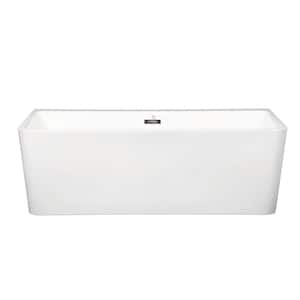 62.99 in.  Flatbottom Soaking Bathtub in White,Acrylic Alcove Freestanding