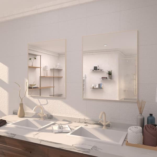 36 in. W x 30 in. H Rectangular Framed Wall Bathroom Vanity Mirror in Brushed Nickel