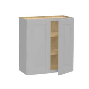 Grayson Pearl Gray Painted Plywood Shaker Assembled Wall Kitchen Cabinet Soft Close 24 in W x 12 in D x 30 in H