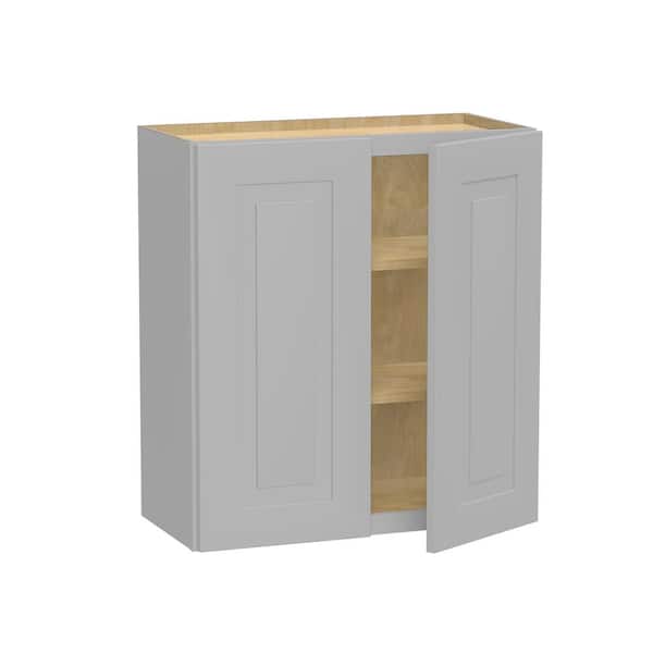 Home Decorators Collection Grayson 27 in. W x 12 in. D x 30 in. H Assembled Plywood Wall Kitchen Cabinet in Pearl Gray with Soft Close