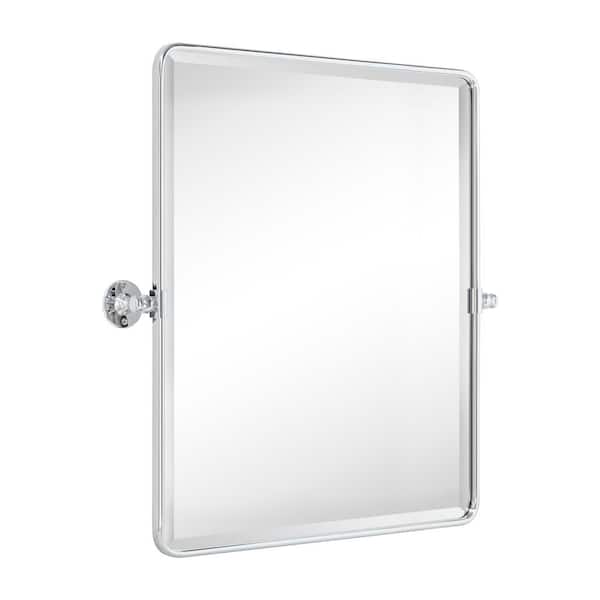 TEHOME Woodvale 19 in. W x 24 in. H Small Rectangular Metal Framed Wall Mounted Bathroom Vanity Mirror in Chrome