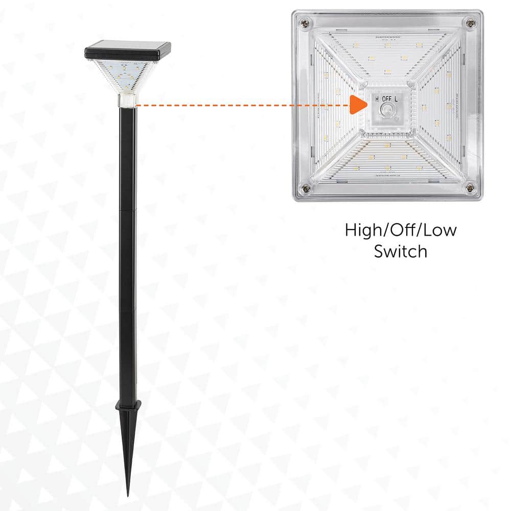 Luxor Black Aluminum Solar LED Pathway Lights - 2 Pack