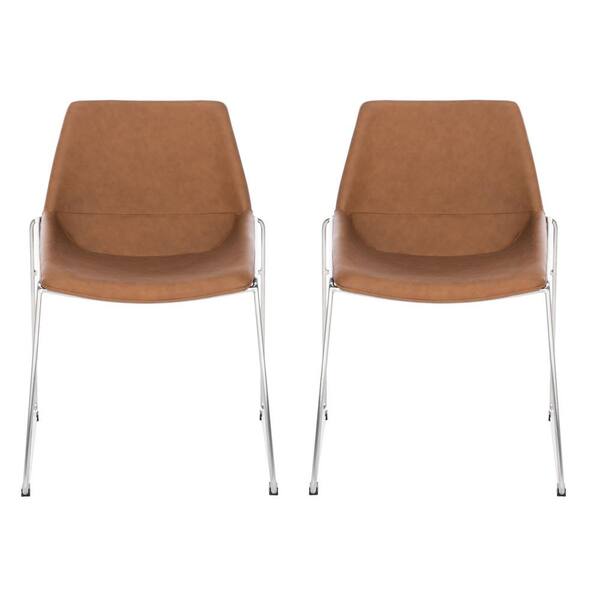 SAFAVIEH Alexis Brown/Silver Dining Chair (Set of 2) DCH3000C-SET2