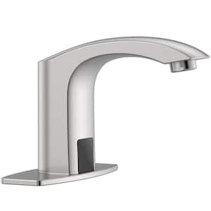 Automatic Sensor Touchless Bathroom Sink Faucet with Deck Plate in Brushed Nickel