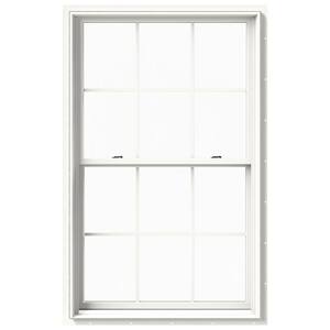 37.375 in. x 60 in. W-2500 Series White Painted Clad Wood Double Hung Window w/ Natural Interior and Screen