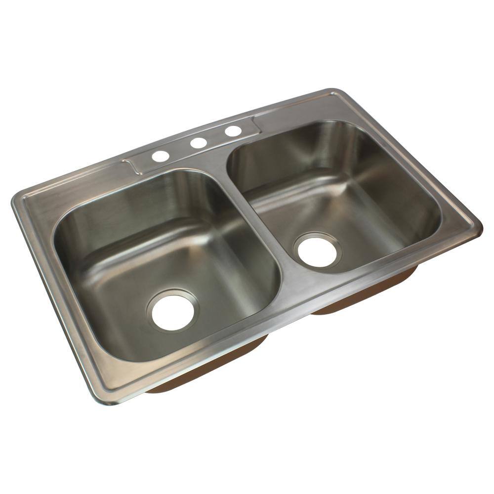 Transolid Classic Drop In Stainless Steel 25 in. 25 Hole 25/25 Double Bowl  Kitchen Sink in Brushed Stainless Steel CTDE25228 25