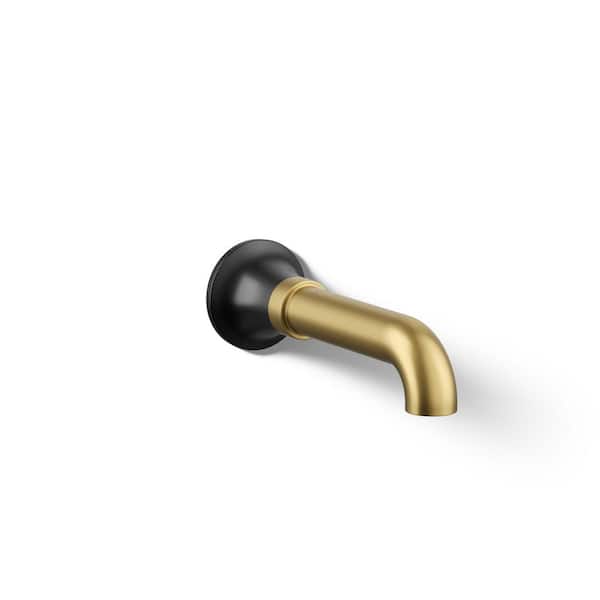 KOHLER Tone Wall Mount Non-Diverter Bath Spout, Matte Black with Moderne Brass