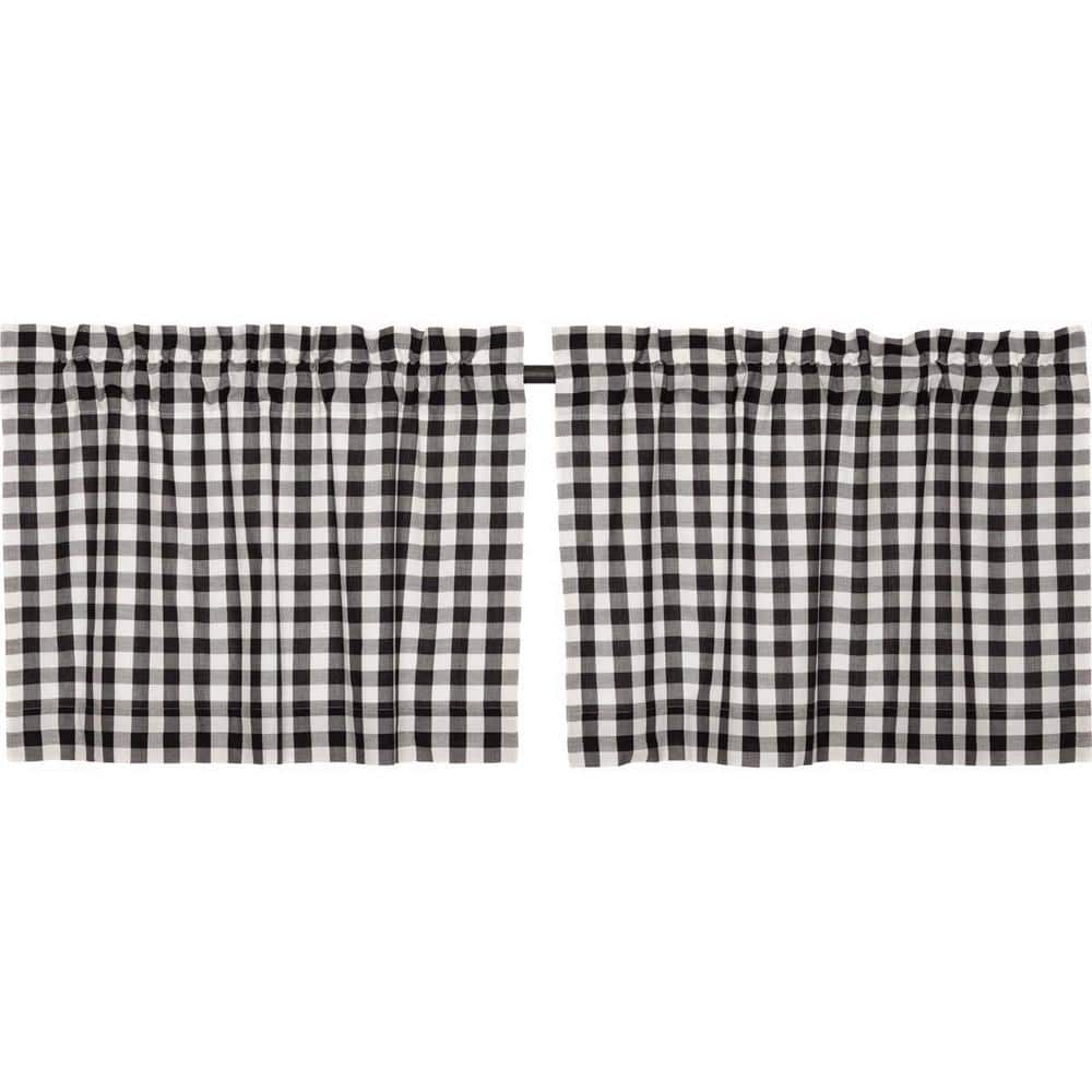 Annie Buffalo Check Black White 36 in. W x 24 in. L Cotton Light Filtering Rod Pocket Curtain Window Panel Pair price history on PriceWatchPro