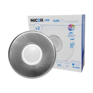 SureFit(v2) 5.2 in. Round Nickel Ultra Slim LED Flush Mount 3000K