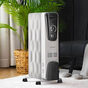 1500-Watt Gray Electric Oil Filled Radiator Space Heater 5.7 Fin Thermostat Room Radiant