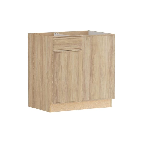 Renly 33 in. Wx 24 in. D x 34.5 in. H Assembled Slim Shaker Right Blind Corner Base Kitchen Cabinet in Sandstone