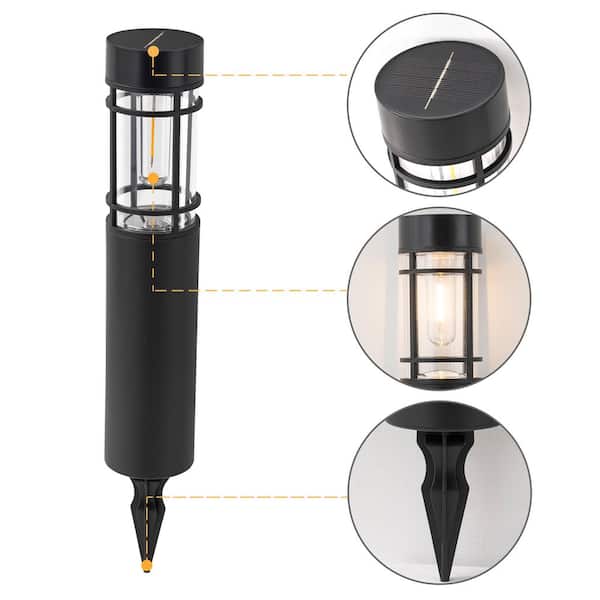C Cattleya Black Solar LED Weather Resistant Outdoor Path Lights