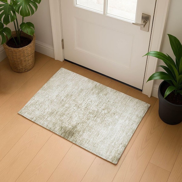 Mayfield Premium Machine Washable Abstract AMF1763 Beige 2 ft. x 3 ft. Area Rug