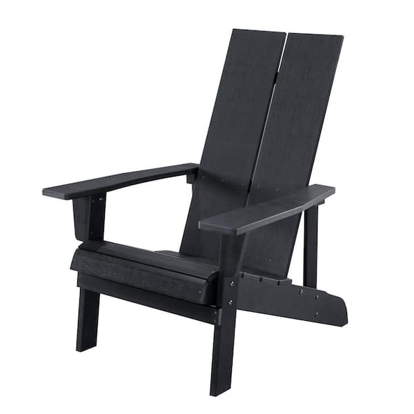 Sudzendf Outdoor Plastic Wood Adirondack Chair Weather Resistant Outdoor Patio Chair in Black
