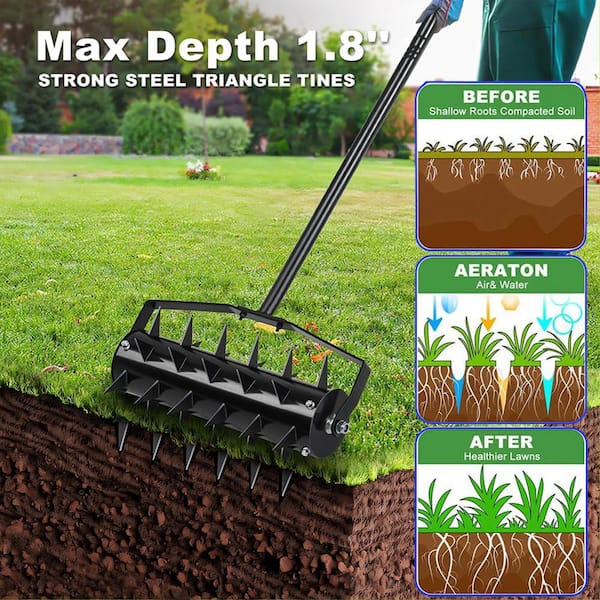 Cesicia 17 in. Heavy Duty Lawn Aerators, Lawn Soil Penetrator
