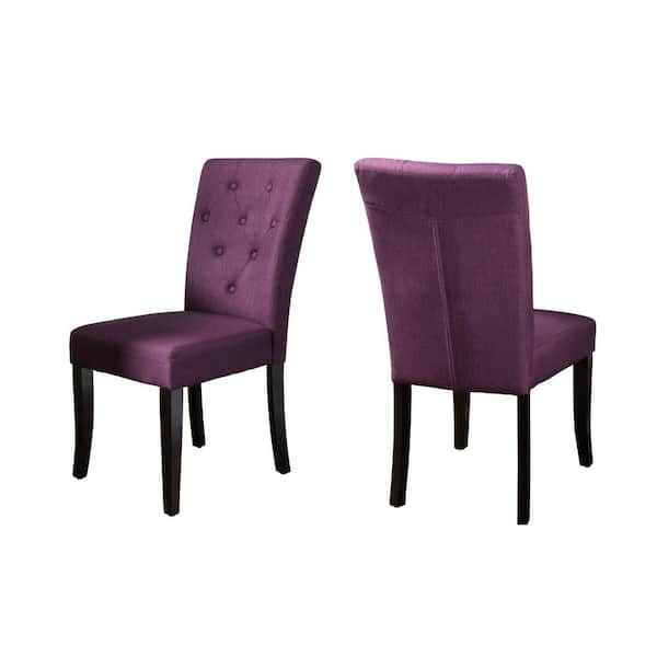 Noble House Nyomi Deep Purple Fabric Tufted Dining Chair (Set of 2)