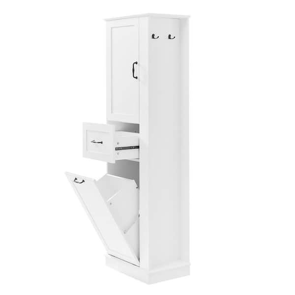 Arnall Modern White 67.8 in. H Accent Storage Cabinet with Tilt-Out Compartment, Adjustable Shelves