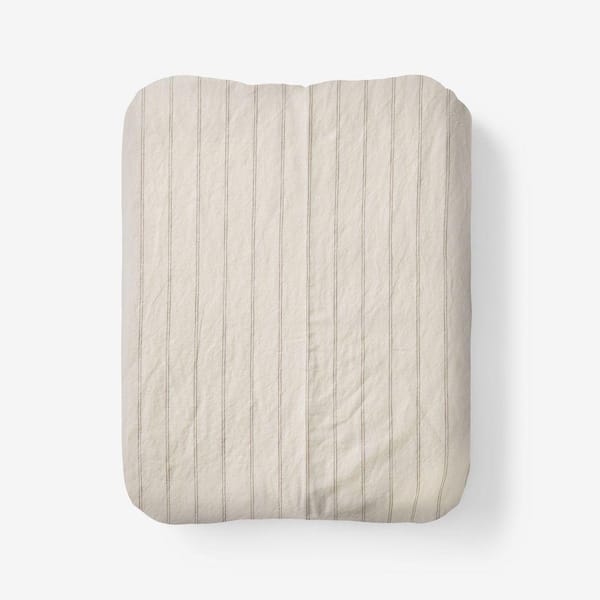 Legends Hotel Washed Linen Cotton Yarn-Dyed Stripe Dark Brown Queen Fitted Sheet