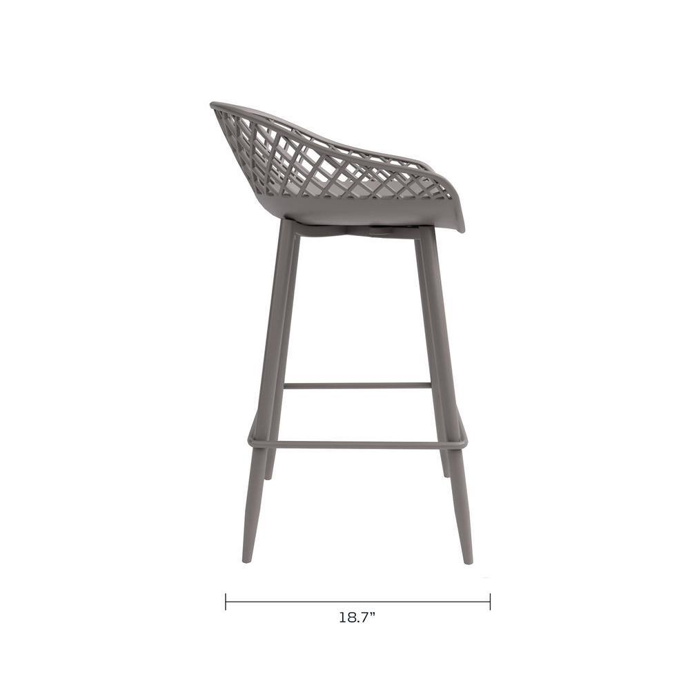 Warm Gray Wood and Metal Low-Back Counter Stools, Set of 2